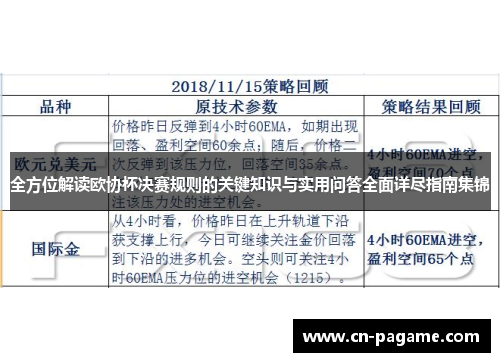 全方位解读欧协杯决赛规则的关键知识与实用问答全面详尽指南集锦