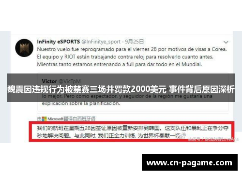 魏震因违规行为被禁赛三场并罚款2000美元 事件背后原因深析